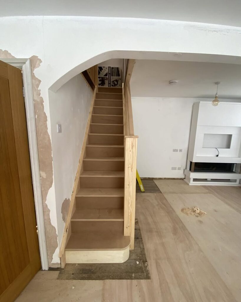 Straight-flight staircase fitted by a Horncastle joiner